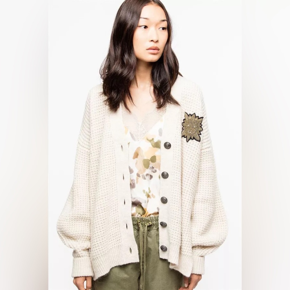 NWT $598 Zadig &Voltaire Scarlett AMW Italian Alpaca Merino Cardigan Sweater